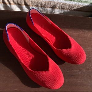 ROTHY’s Red and Blue Lined Round Toe Ballet Comfort Flats size 7